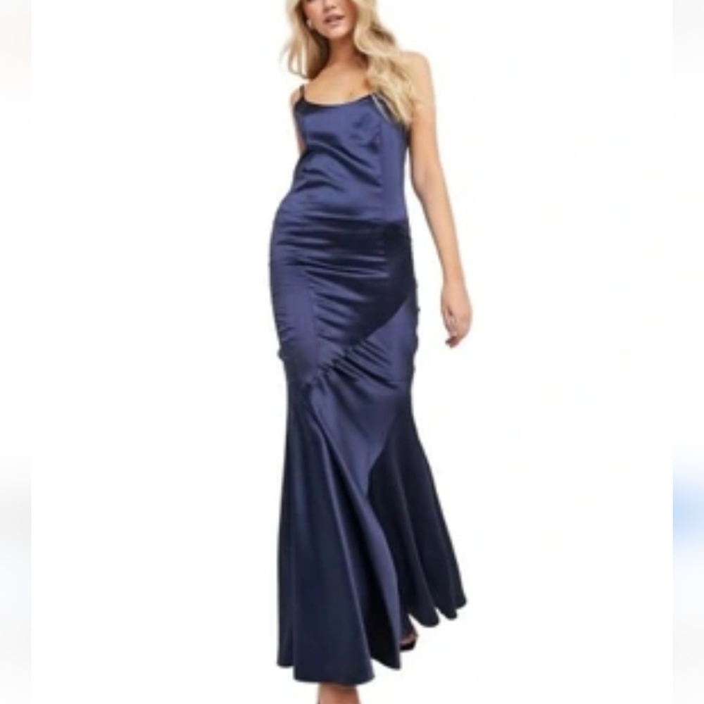 SOLD SOLD NWT ASOS DESIGN Bridesmaid Satin Scoop Maxi Dress Skirt Button Back 14